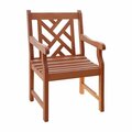 Homeroots 35 x 22 x 22 in. Brown Patio Armchair with Diagonal Design 389996